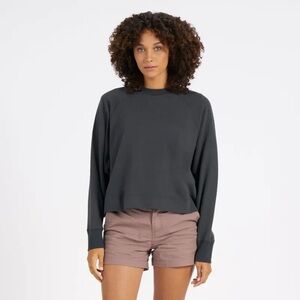 Vuori Sweatshirt Women L Sunnyside Crew Lightweight Boxy French Terry Charcoal